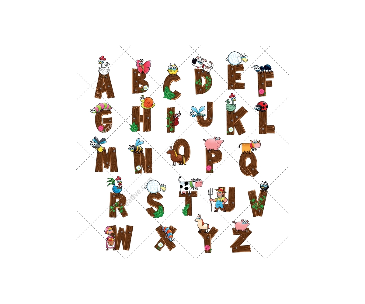 Wooden Alphabet Vector Pack 1200x1000 Wooden Alphabet Vector Pack