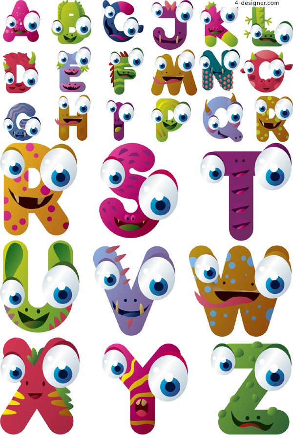 Designer Cute Cartoon Alphabet Vector Material 600x896 Designer Cute Cartoon Alphabet Vector Material