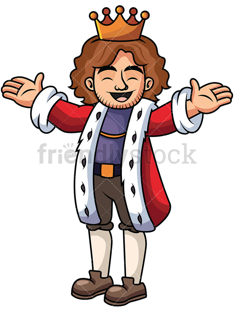 800x1067 Happy King With Open Arms Vector Cartoon Clipart
