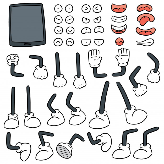 626x626 Vector Set Of Smart Phone, Cartoon Arm, Leg, Mouth And Eyes Vector