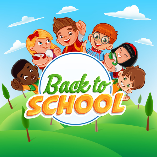 Cartoon Kids With Back To School Background Vector Free Download 600x600 Cartoon Kids With Back To School Background Vector Free Download