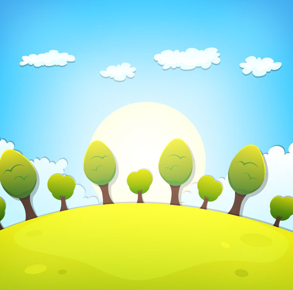 Cartoon Tree And Clouds Scenery Background Vector Free Vector 600x595 Cartoon Tree And Clouds Scenery Background Vector Free Vector