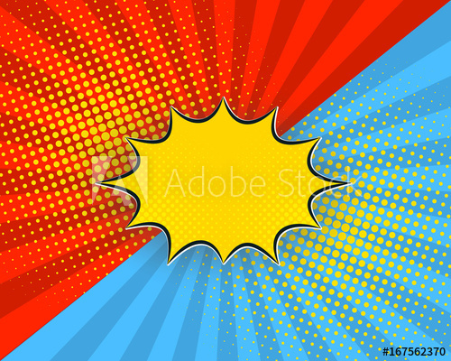 Pop Art Cartoon Background, Vector Illustration Red, Blue Rays 500x400 Pop Art Cartoon Background, Vector Illustration Red, Blue Rays