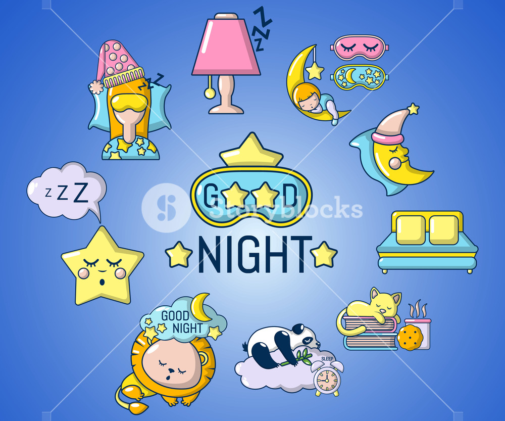 1000x833 Good Night Concept Banner Cartoon Banner Of Good Night Vector