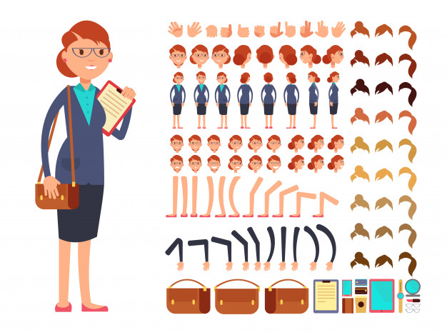 Cartoon Flat Businesswoman Vector Character Constructor With Set 626x469 Cartoon Flat Businesswoman Vector Character Constructor With Set