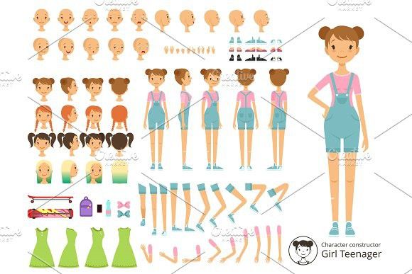 Young Smile Girl Casual Style Mascot Creation Kit With Different 580x387 Young Smile Girl Casual Style Mascot Creation Kit With Different
