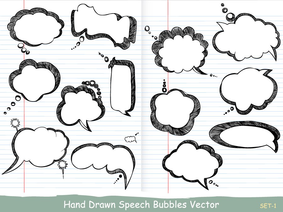 900x675 Hand Drawn Speech Bubbles Vector And Photoshop Brush Pack