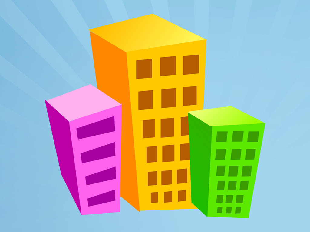 1024x765 Cartoon Buildings Vector Art Graphics