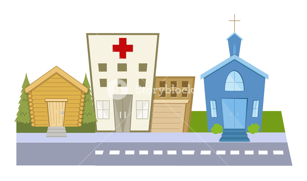 1000x589 Cartoon Buildings Vector Background Royalty Free Stock Image