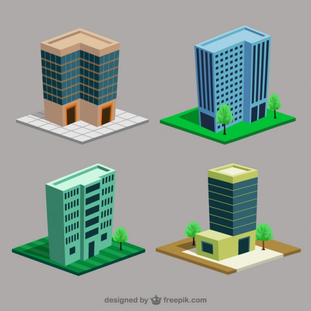 626x626 Cartoon Buildings Vector Free Download