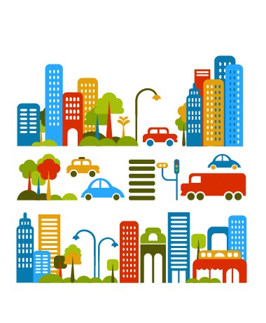 380x461 Cartoon Town Buildings Design Vector Graphics Free Download