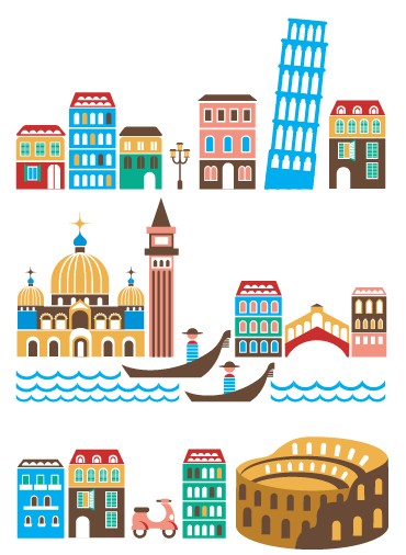 370x506 Cartoon Town Buildings Design Vector Graphics Free Download