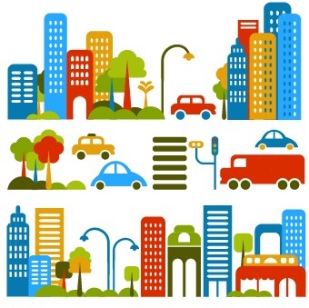 340x339 Cartoon Town Buildings Design Vector Graphics Free Vector