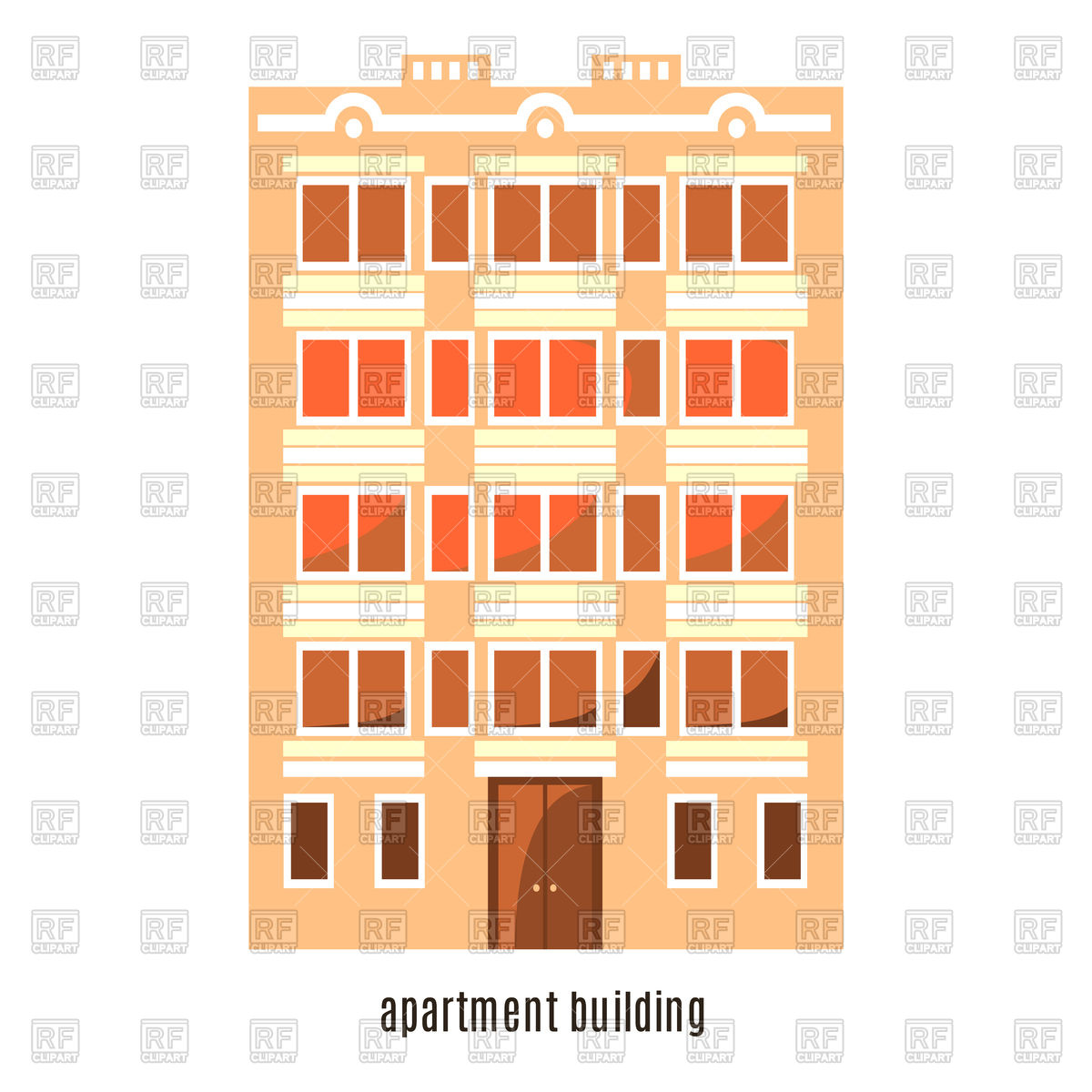 1200x1200 Flat House Icon, Multistorey Cartoon Building Vector Image