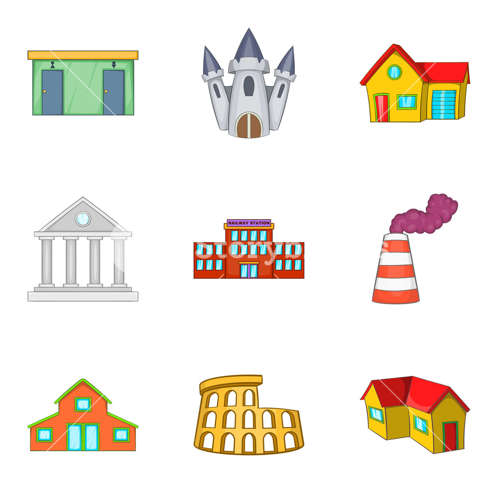 1000x1000 Large Building Icons Set Cartoon Set Of Large Building Vector