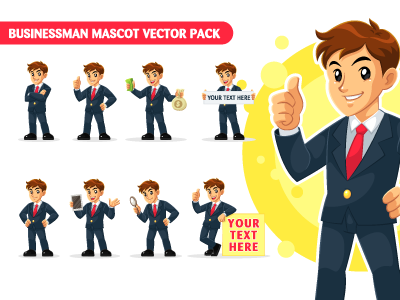 400x300 Businessman Mascot Vector Pack
