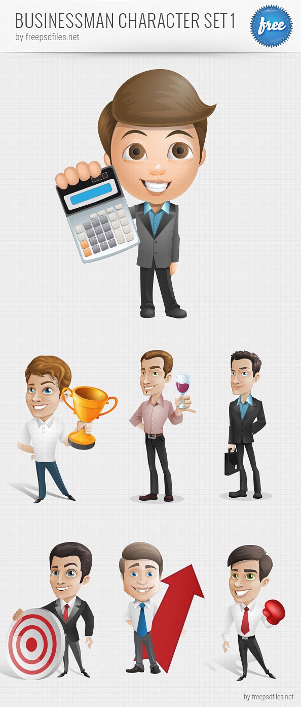 594x1392 Businessman Vector Character Set