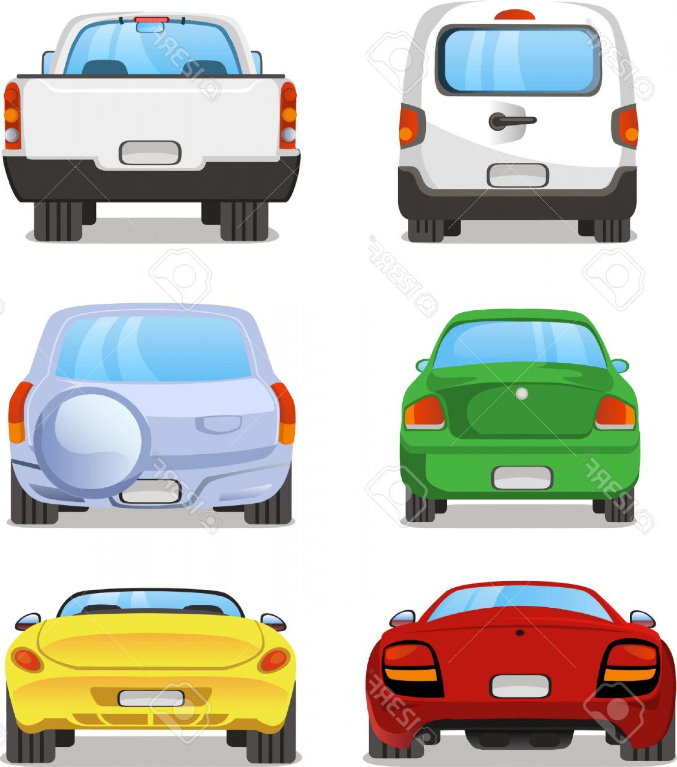 Photostock Vector Vector Cartoon Car Rear Set With Back View 1377x1560 Photostock Vector Vector Cartoon Car Rear Set With Back View