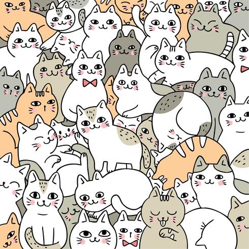 490x490 Cartoon Cute Doodle Cats Vector