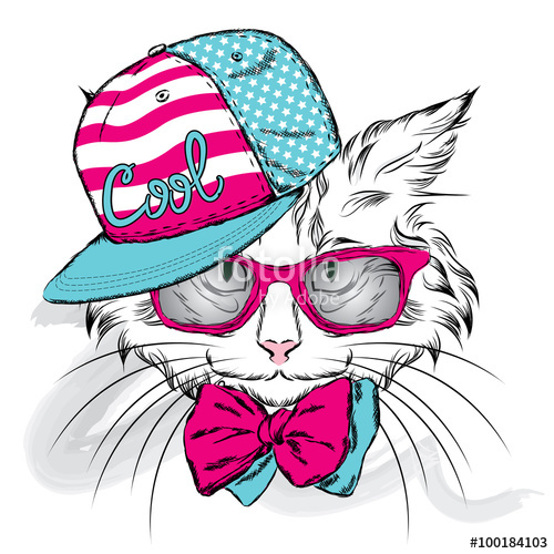 500x500 Cat Vector Cartoon Cat Cute Cat In The Clothes Hip Hop Cat