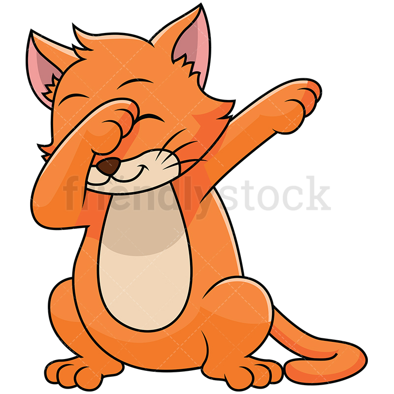 800x800 Dabbing Cat Vector Cartoon Clipart