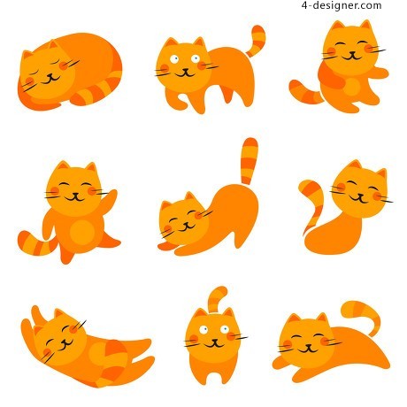460x460 Designer Orange Cartoon Cat Vector Material