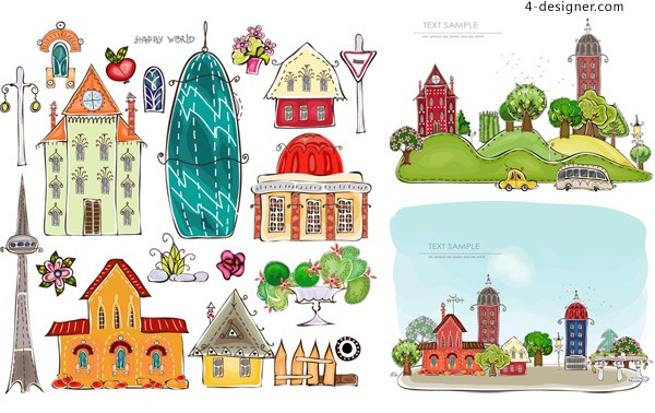 Designer Cartoon City Vector Material 600x378 Designer Cartoon City Vector Material