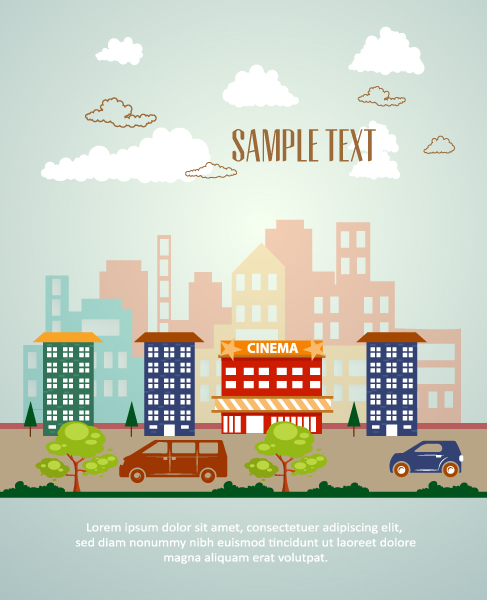 Cartoon City Scenery Vector Free Download 487x600 Cartoon City Scenery Vector Free Download
