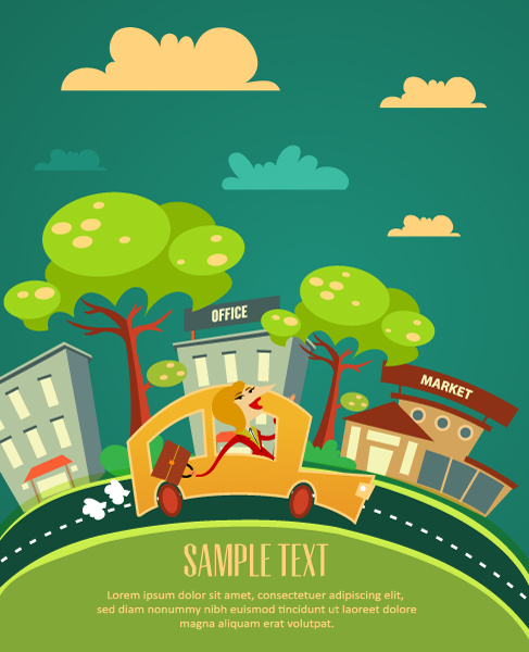 Cartoon City Scenery Vector Free Download 487x600 Cartoon City Scenery Vector Free Download