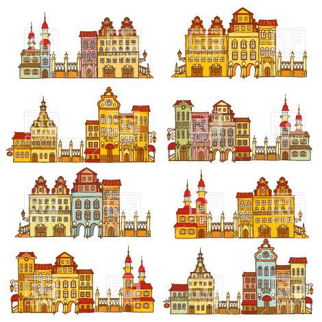 Colorful Cartoon City Templates With Houses Vector Image 470x470 Colorful Cartoon City Templates With Houses Vector Image