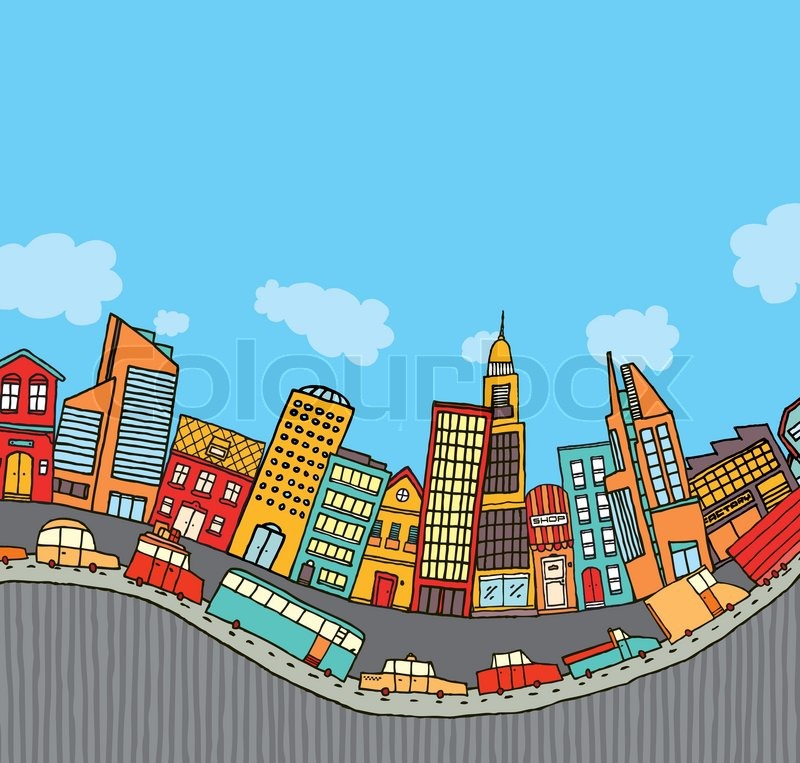 Funny Cartoon City With Copyspace Stock Vector Colourbox 800x763 Funny Cartoon City With Copyspace Stock Vector Colourbox