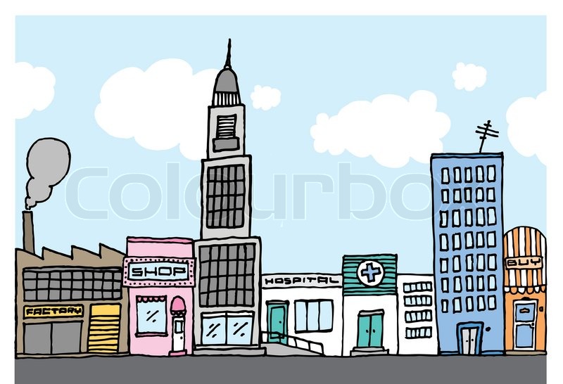 Vector Cartoon City Color Stock Vector Colourbox 800x546 Vector Cartoon City Color Stock Vector Colourbox