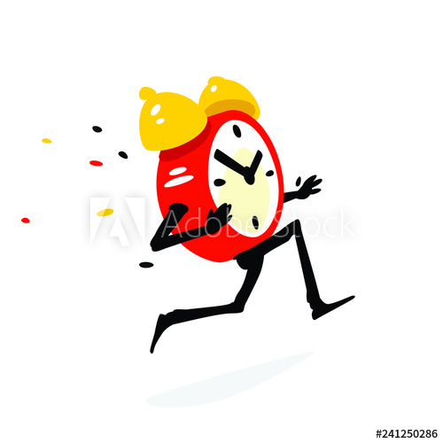 Cartoon Character Running Alarm Clock Vector Illustration Time 500x500 Cartoon Character Running Alarm Clock Vector Illustration Time