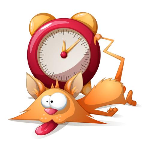 Cartoon Sleep Funny, Cute Cat And Alarm Clock Vector 490x490 Cartoon Sleep Funny, Cute Cat And Alarm Clock Vector