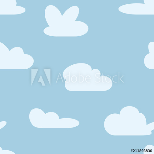 500x500 Seamless Background With Blue Sky And White Cartoon Clouds Vector