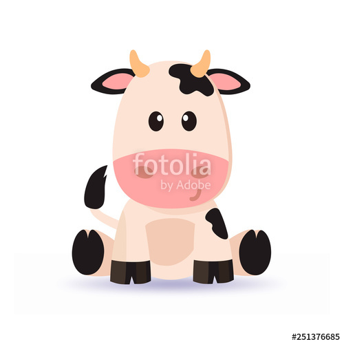 500x500 Cartoon Cute Cow Vector With Soft Shadow Stock Image And Royalty
