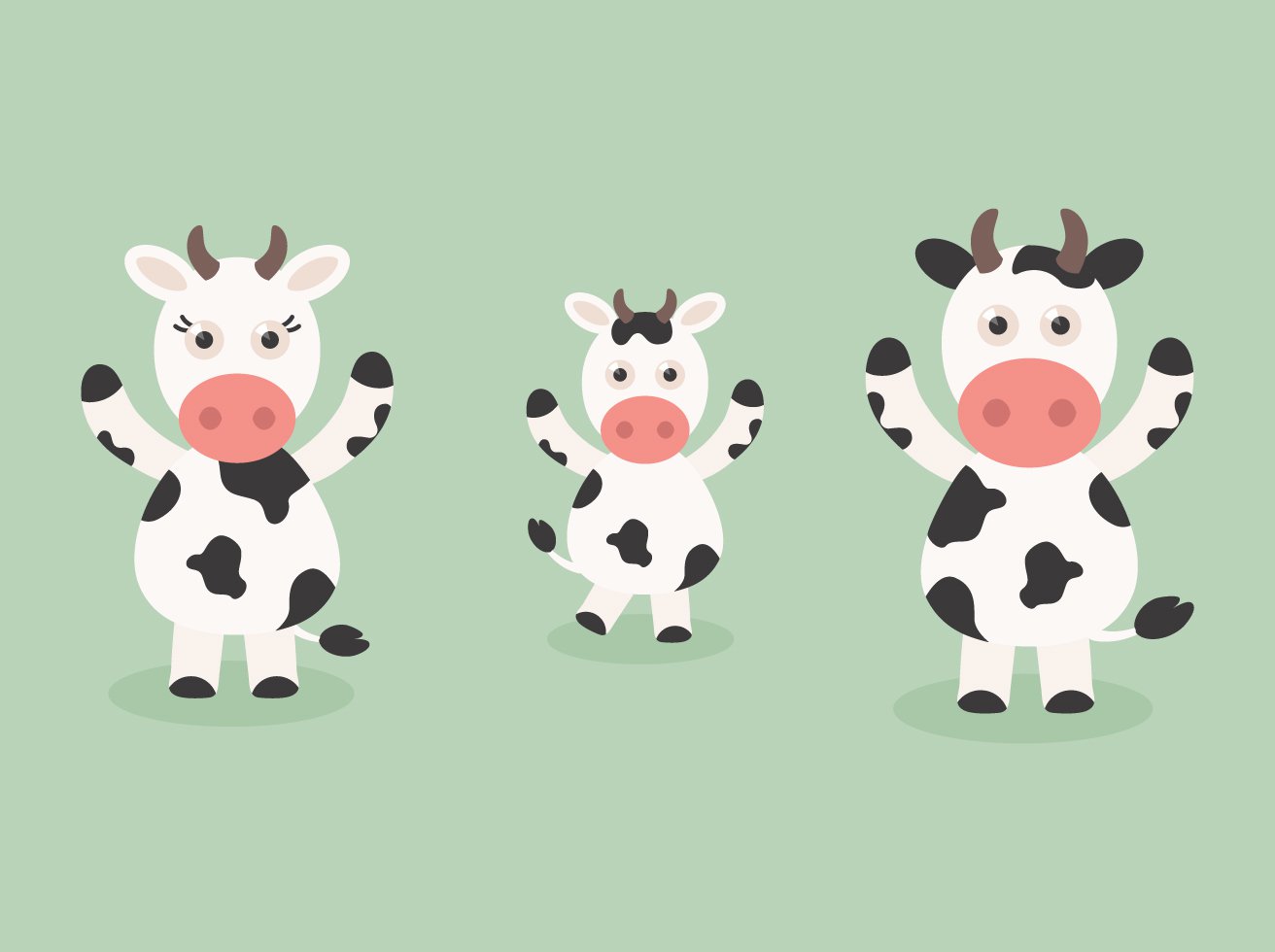 1312x980 Free Vector Cartoon Cow Set Vector Art Graphics