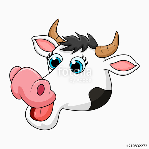 500x500 Cartoon Cow Head Design Isolated On White Background Stock Image