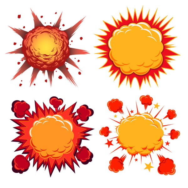 600x600 Cartoon Explosion Frames Vector Set Free Download