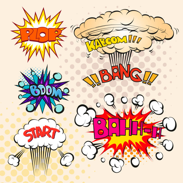 600x600 Cartoon Explosion Frames Vector Set Free Download