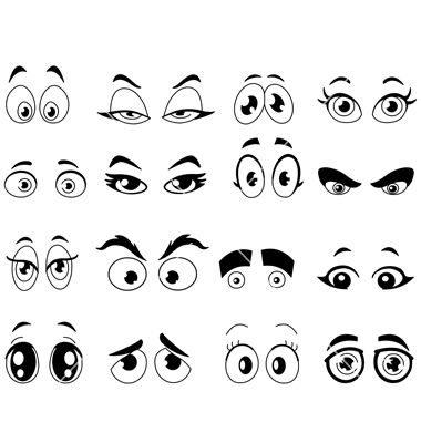 380x400 Cute Cartoon To Draw Eyes Outlined Cartoon Eyes Vector