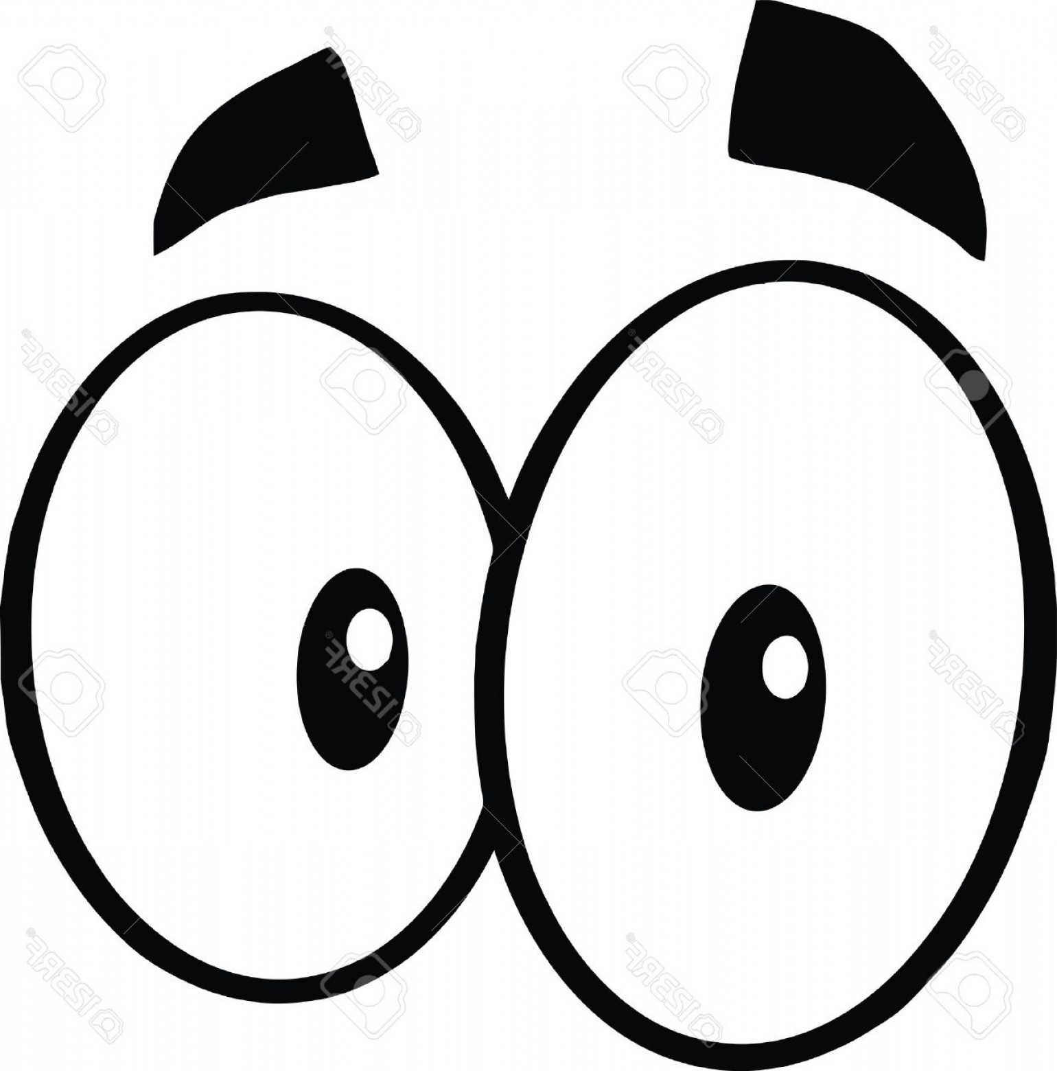 1540x1560 Photoblack And White Cute Cartoon Eyes Illustration Isolated