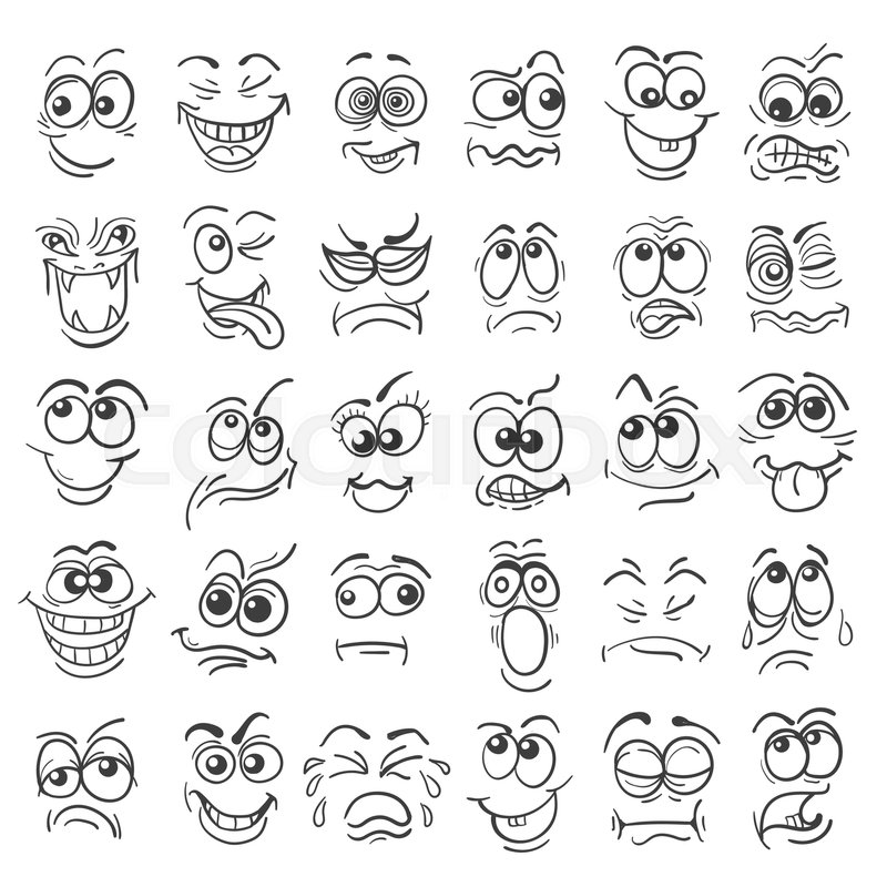 800x800 Cartoon Face Emotion Set Various Stock Vector Colourbox