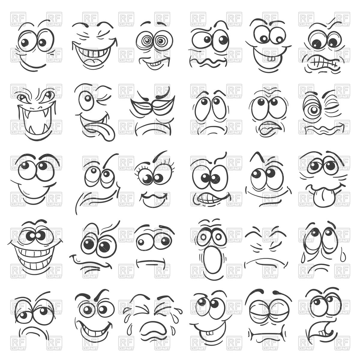 1200x1200 Cartoon Face Emotion Set Vector Image Of Icons And Emblems