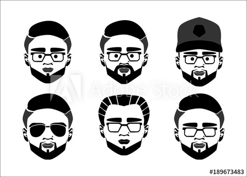 500x359 Programmer, Webmaster, Geek Or Nerd Logo Vector Set Cartoon Face