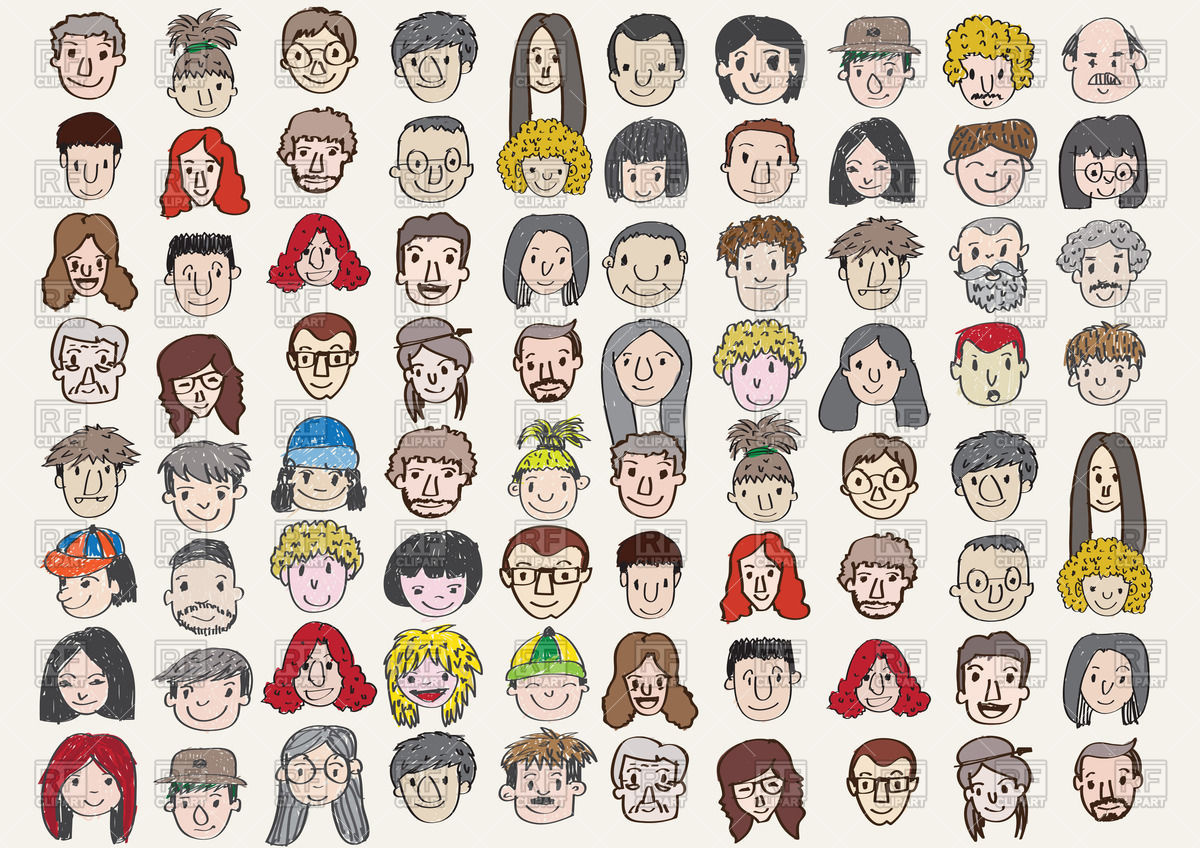 1200x848 Set Of Various Cartoon Faces Vector Image Of People Tumdee