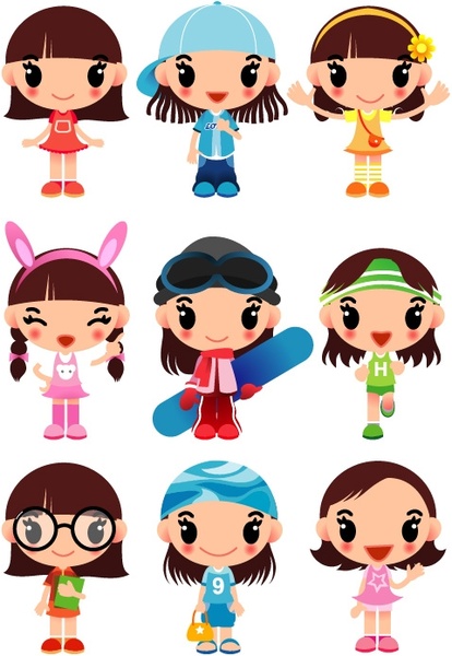 414x600 Super Cute Cartoon Girl Vector Free Vector In Adobe Illustrator