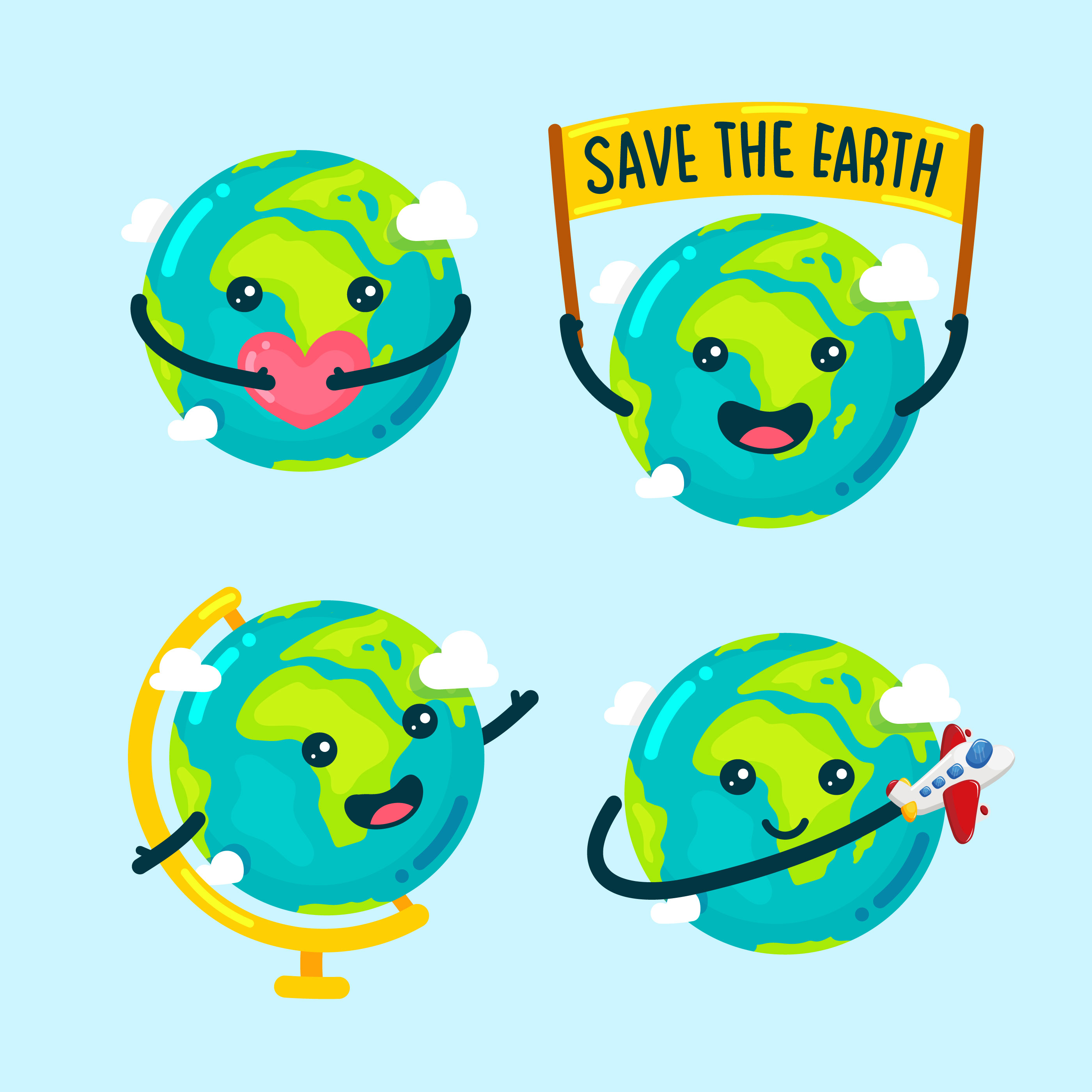 2800x2800 Cute Globe Cartoon Illustration