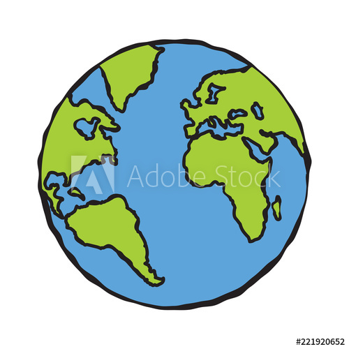 500x500 Earth Illustration Cartoon Globe Orb Round Hemisphere Shape