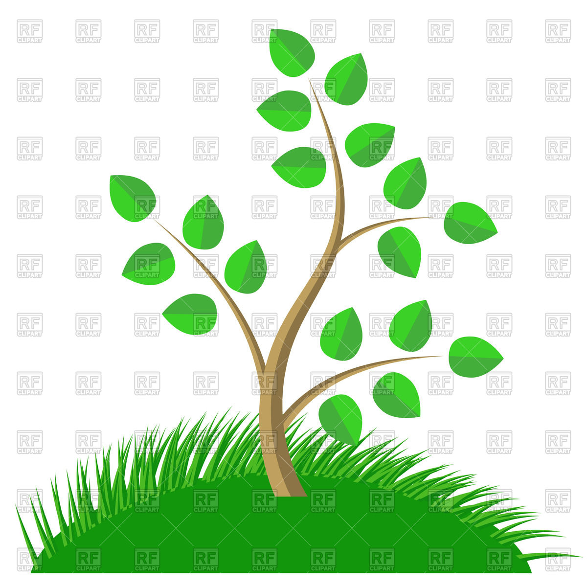 1200x1200 Green Cartoon Tree With Leaves And Grass Vector Image Of Plants